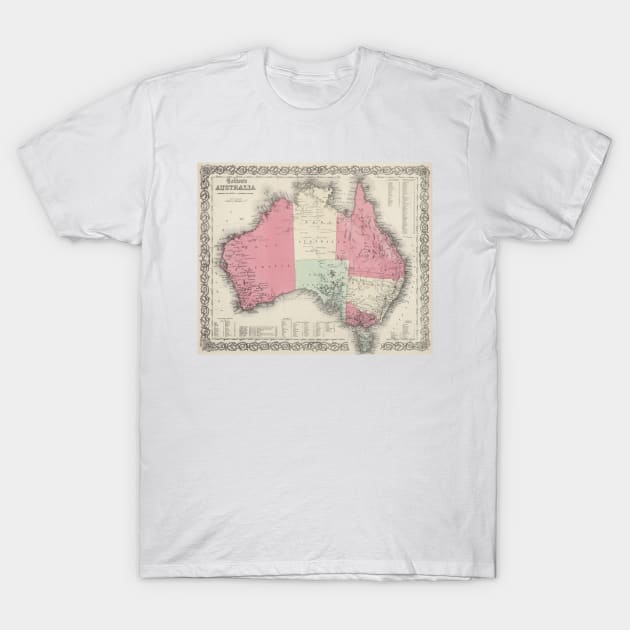 Vintage Map of Australia (1865) T-Shirt by Bravuramedia